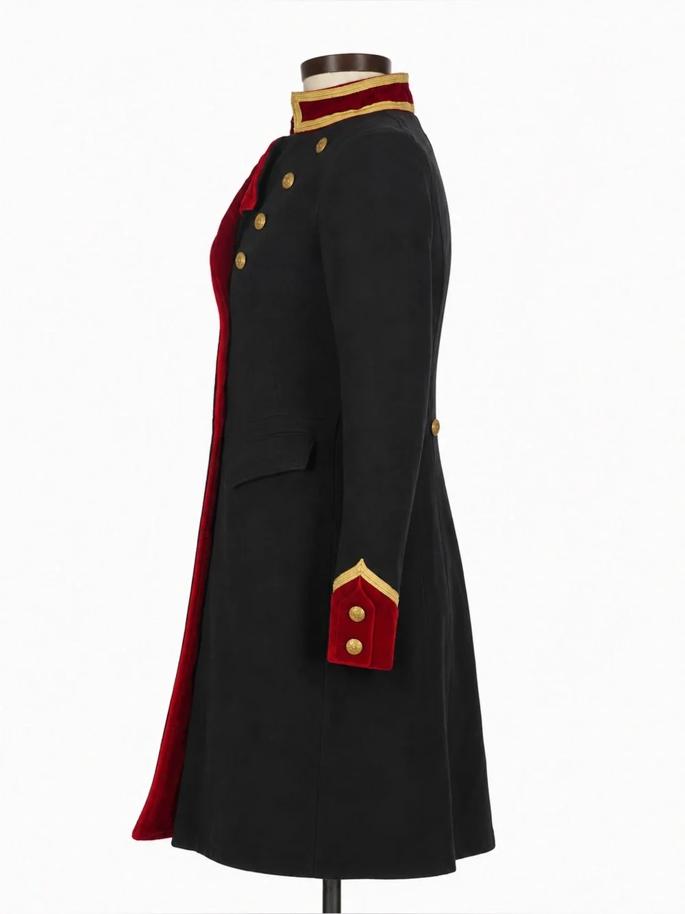 Ralph Lauren Denim Supply Military Long Jacket Coat Officer Navy Red Velvet Gold - Picture 7 of 7